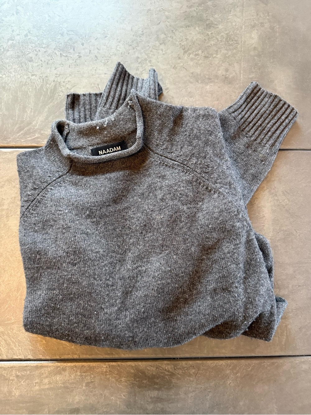 NAADAM Charcoal Mock Neck Sweater